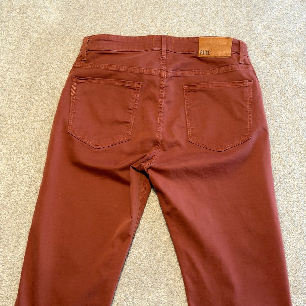 PAIGE Normandie Pants Men 30 Slim Straight Leg Made in USA Rust Burnt Orange - Picture 11 of 11
